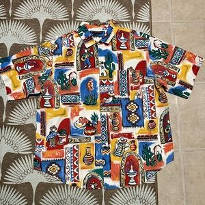 Vintage WillowBend Men’s XL button down- western, guitar,folk art, bohemian